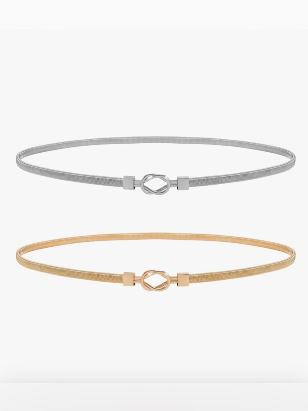 Slim Metallic Knot Stretch Belt - Silver & Gold